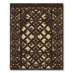 Rich Brown Floral Lattice Accents Rug