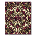Rich Burgundy Pomegranate Floral Scroll Rug