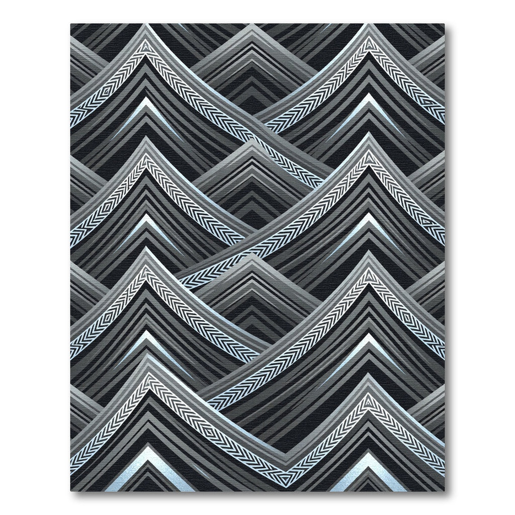Modern Gray Chevron Mountain Peaks Rug