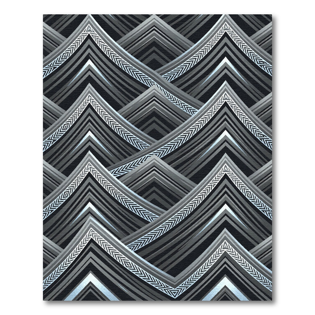 Modern Gray Chevron Mountain Peaks Rug
