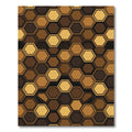 Golden Brown Hexagon Geometric Rug
