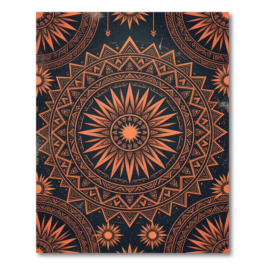 Fiery Orange Radiant Sun Mandala Rug