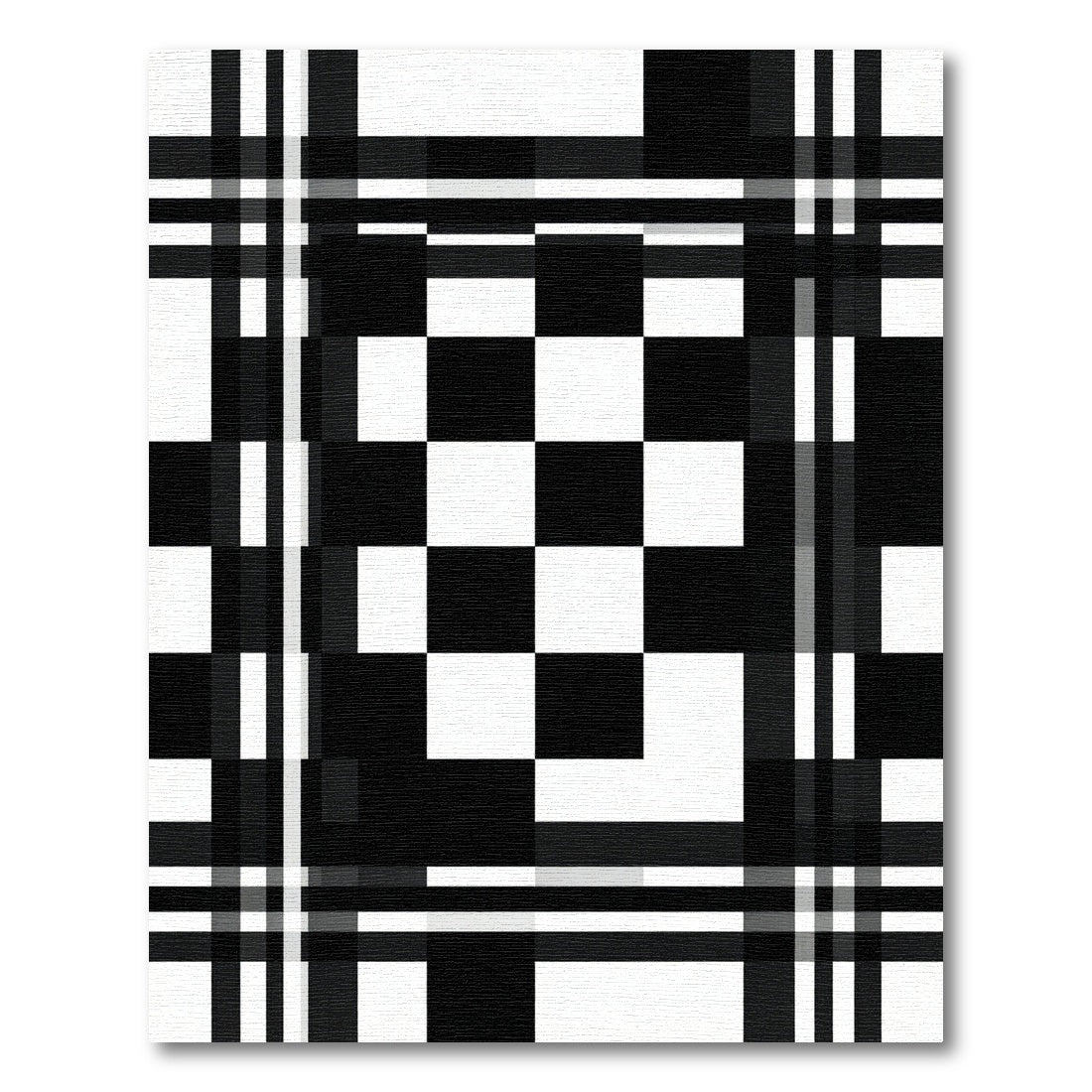 Bold Black White Abstract Checkerboard Rug