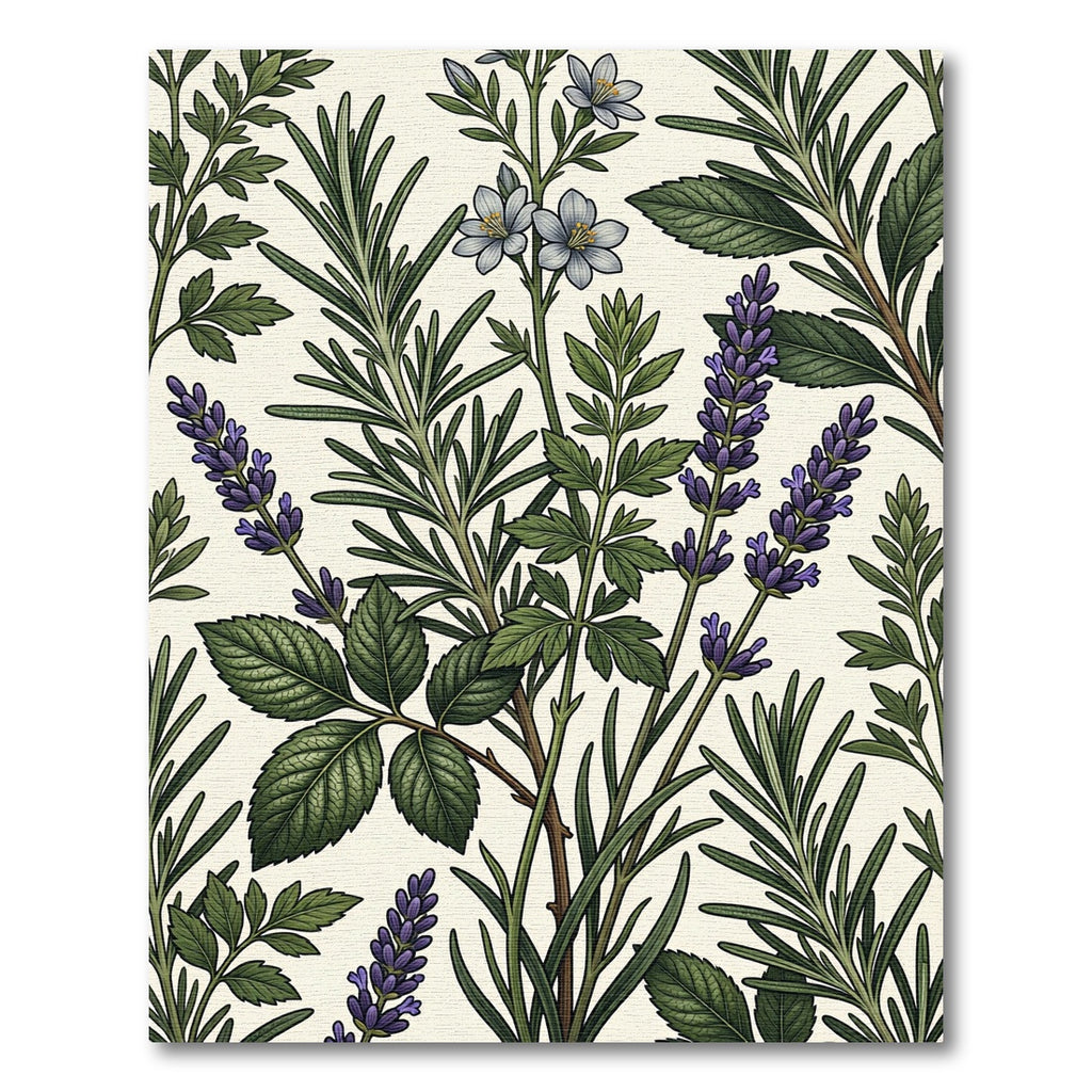 Botanical Lavender and Rosemary Herb Garden Rug