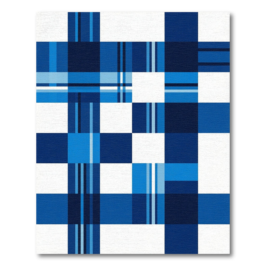 Modern Blue Plaid Geometric Check Rug