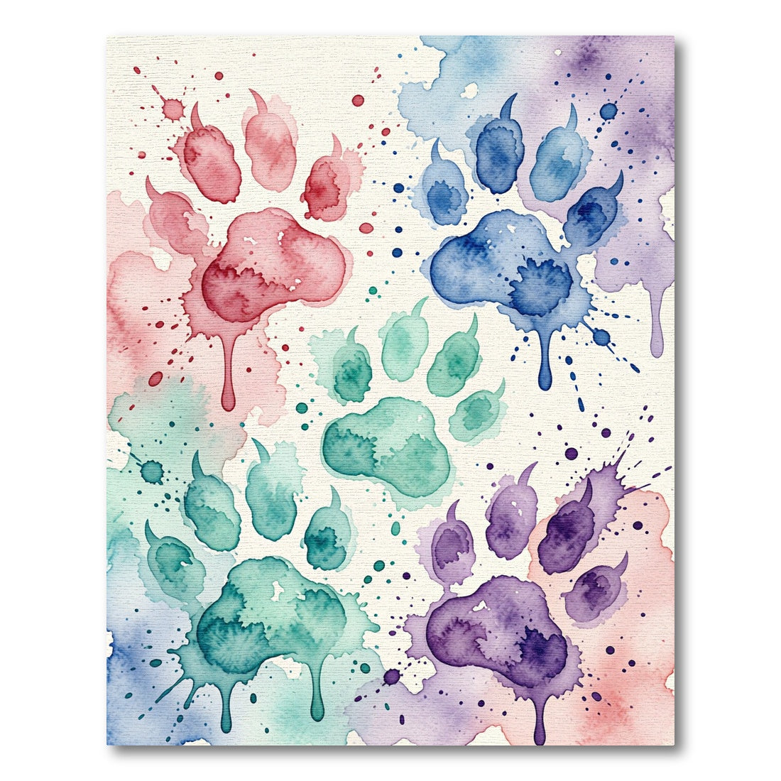 Watercolor Animal Paw Speckled Splash Rug
