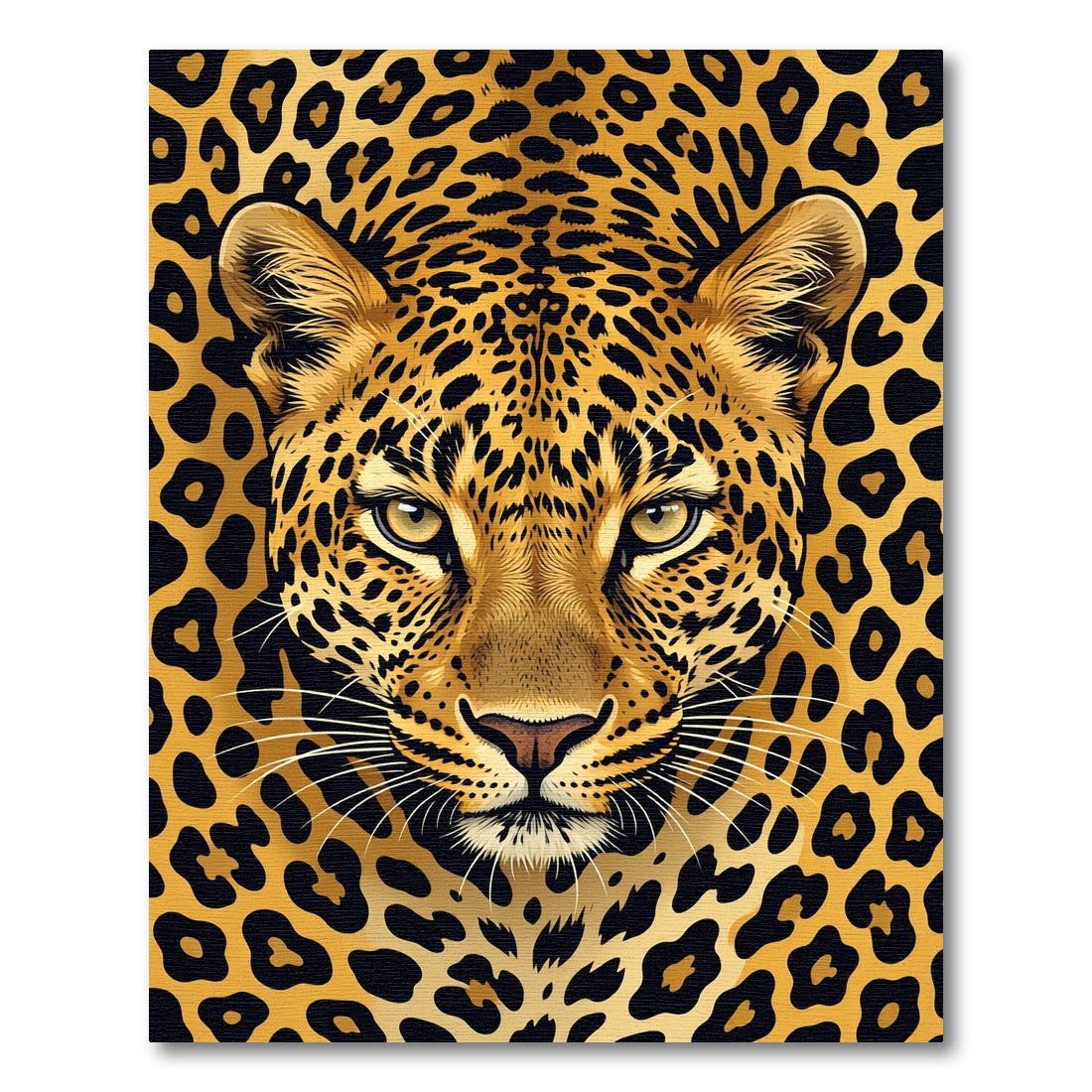 Golden Leopard Face Bold Print Rug