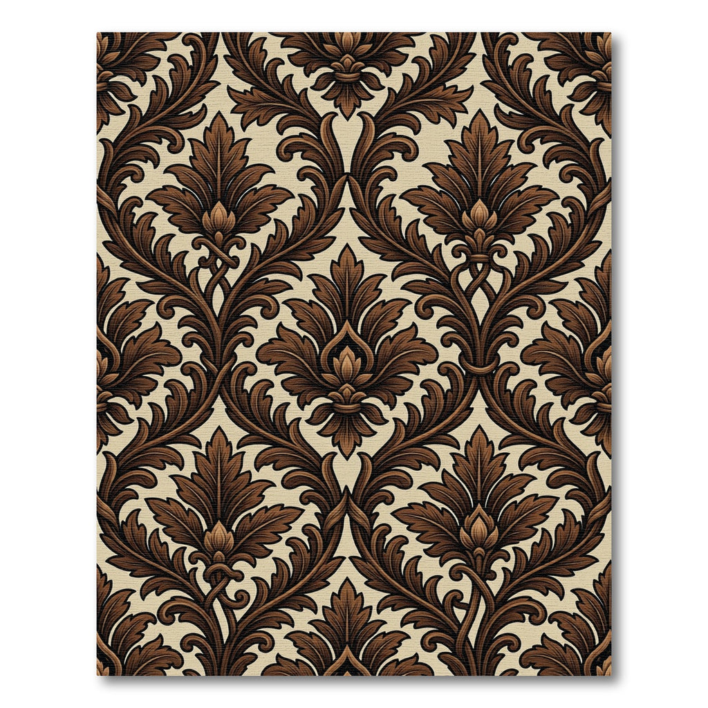 Rich Brown Damask Ornament Rug