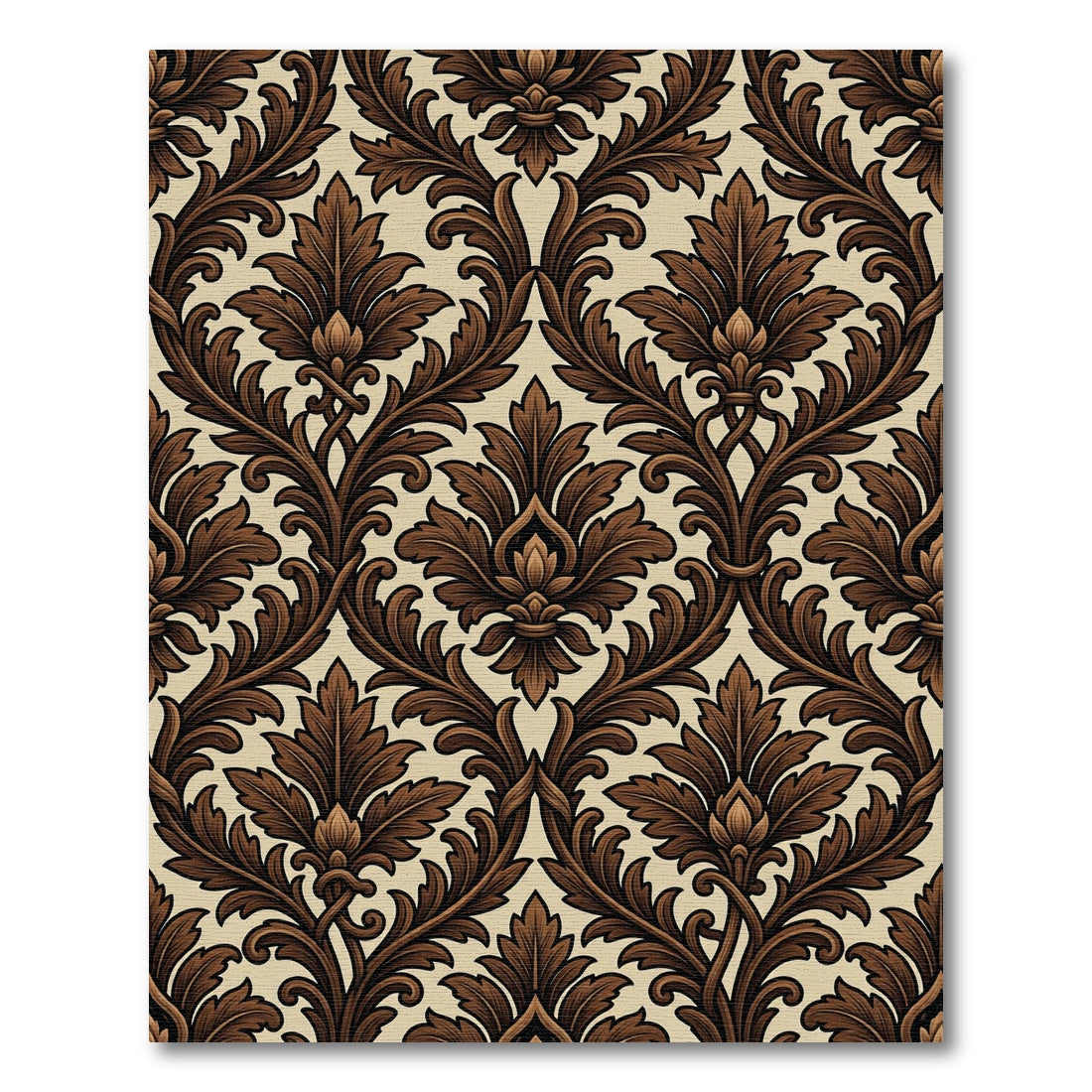 Rich Brown Damask Ornament Rug
