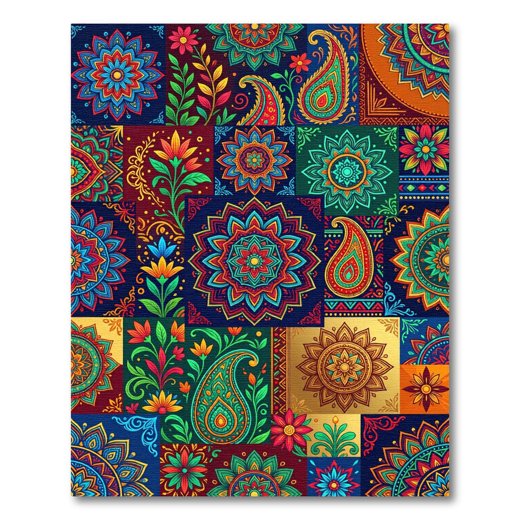 Vibrant Paisley Floral Medallion Collage Rug