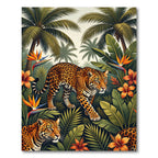 Vibrant Tropical Leopard Floral Jungle Rug