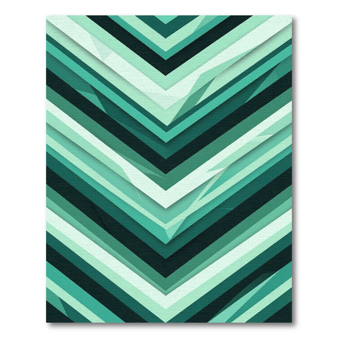 Modern Emerald Green Geometric Chevron Rug
