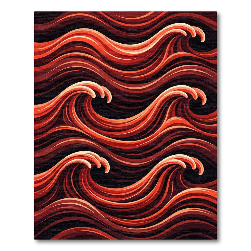 Crimson Abstract Flowing Wave Art Rug