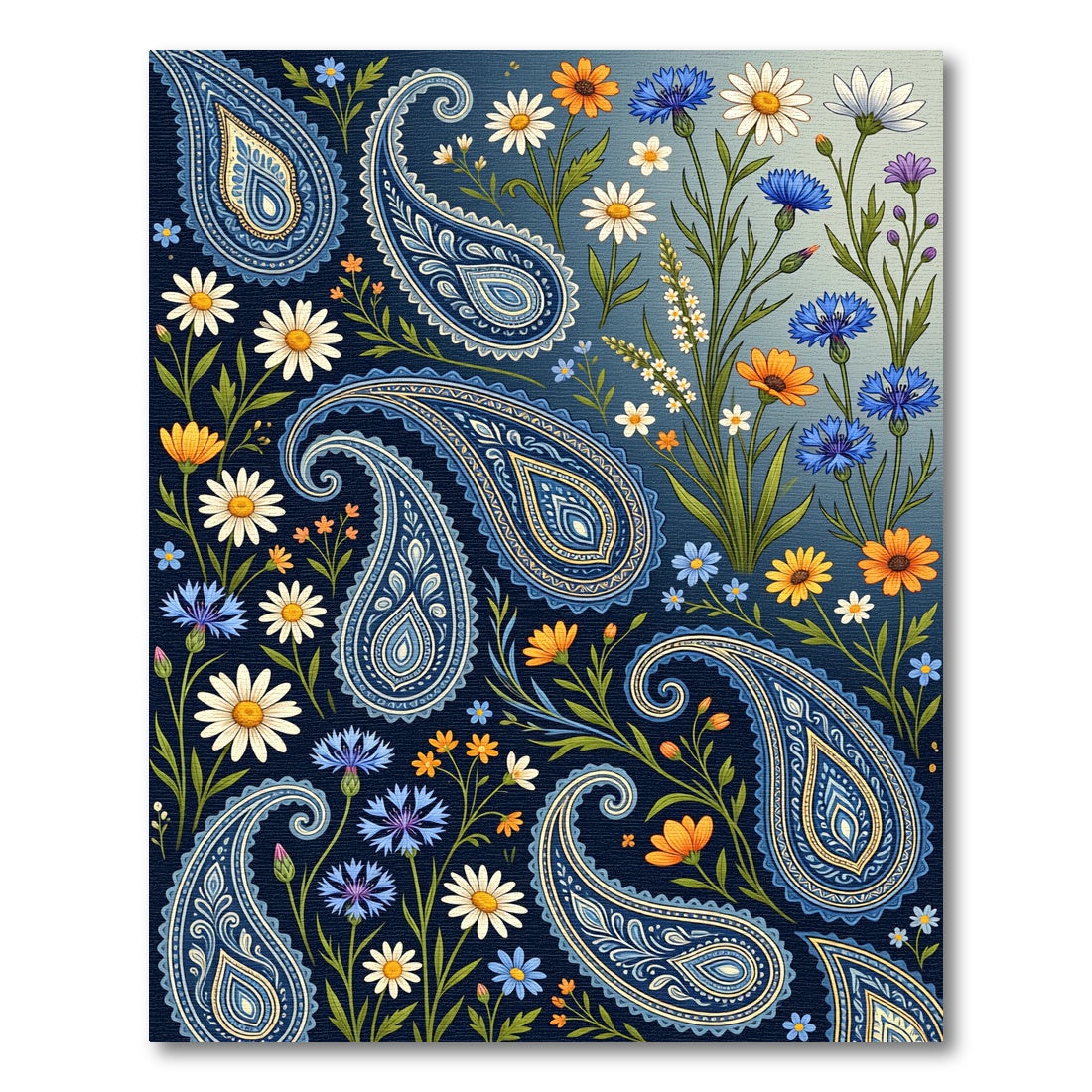 Midnight Paisley Wildflower Meadow Rug