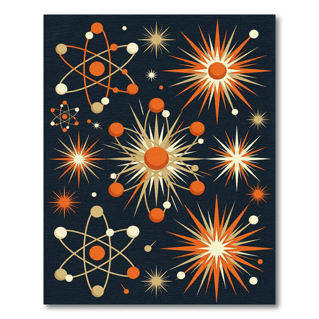 Mid Century Atomic Starburst Navy Rug