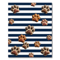 Navy Striped Chocolate Paw Print Rug