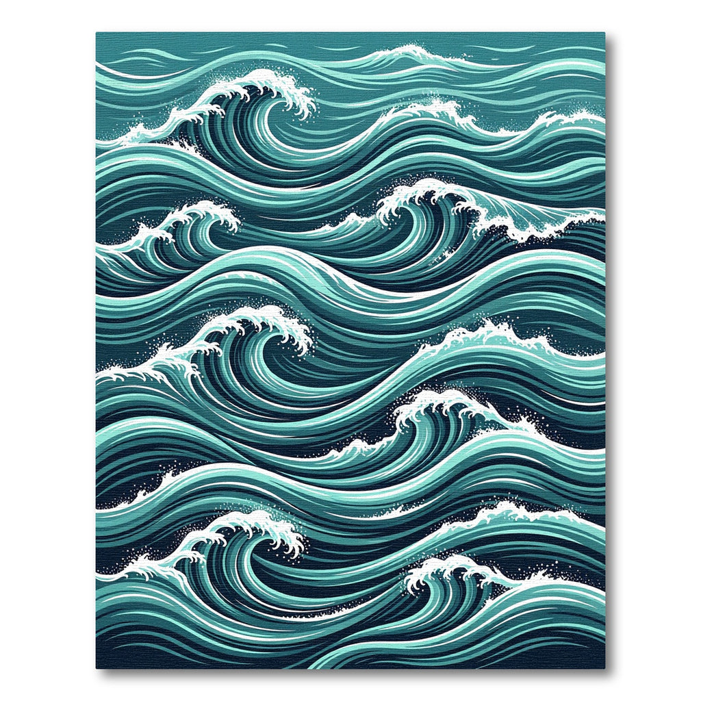 Dynamic Teal Ocean Wave Swirl Rug