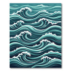 Dynamic Teal Ocean Wave Swirl Rug