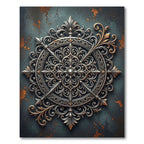 Ornate Silver Floral Medallion Rug