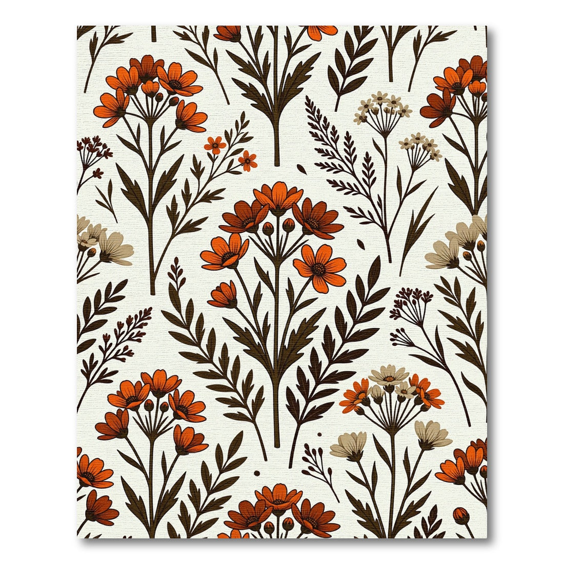 Burnt Orange Wildflower Meadow Floral Rug