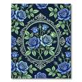 Elegant Blue Rose Ornate Oval Medallion Rug