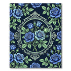Elegant Blue Rose Ornate Oval Medallion Rug