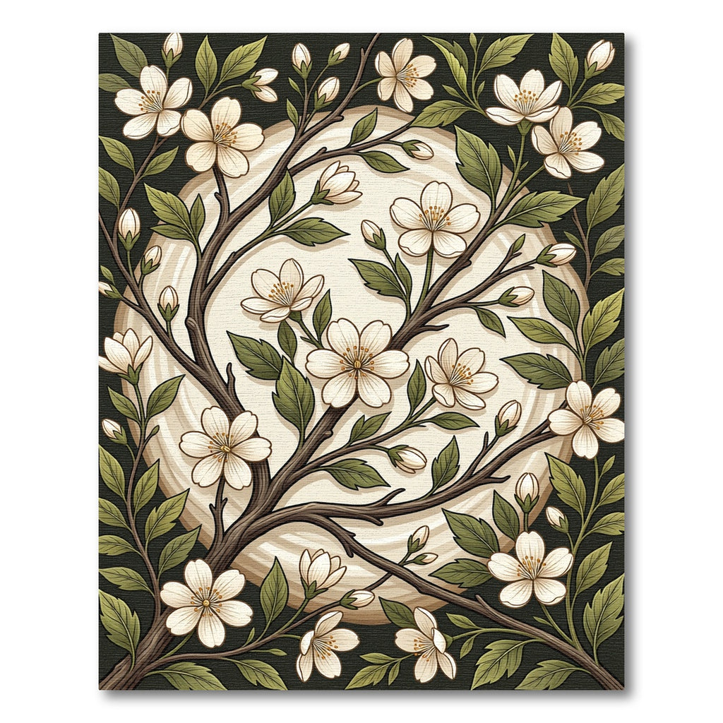 Botanical Cherry Blossom Branch Cream Illustration Rug