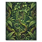 Lush Botanical Fern Forest Vines Rug