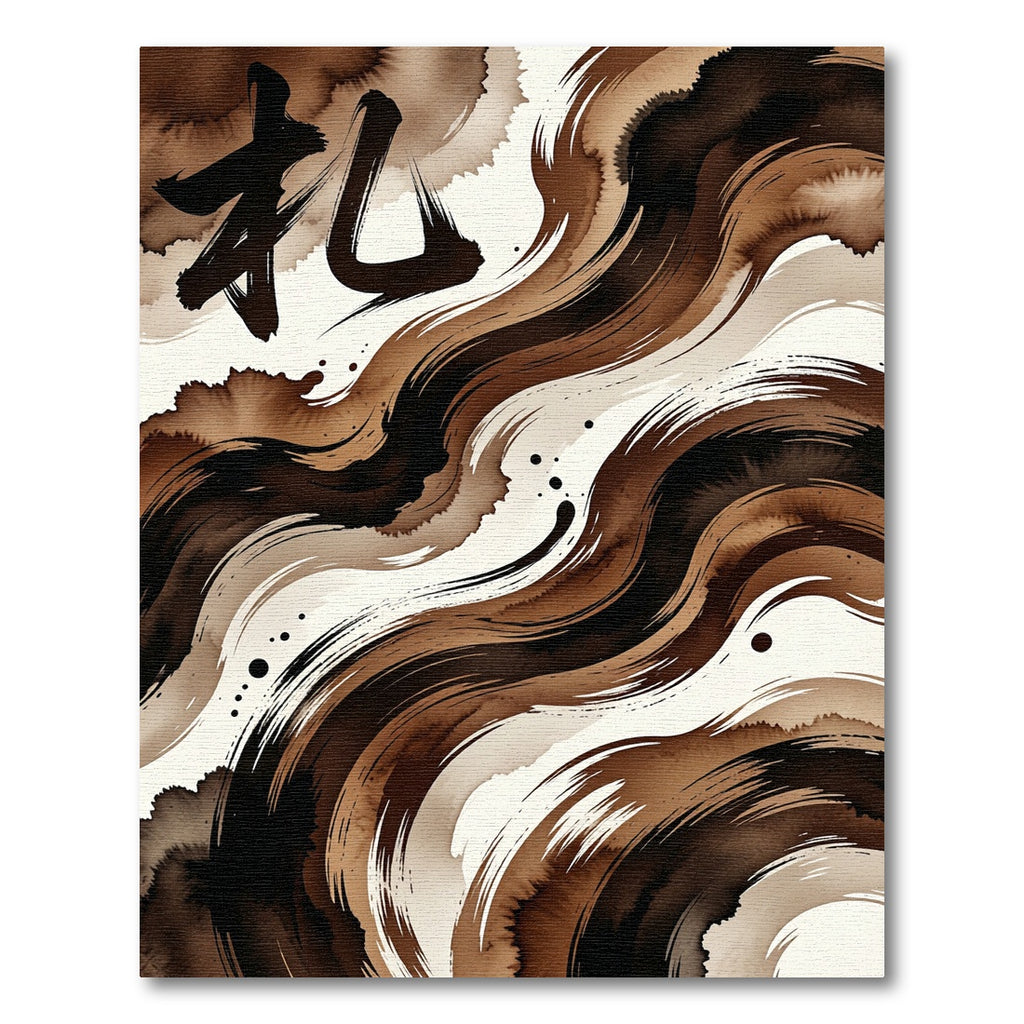 Minimalist Brown Zen Brushwork Swirl Rug