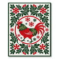 Rooster Snowflakes Floral Framing Rug