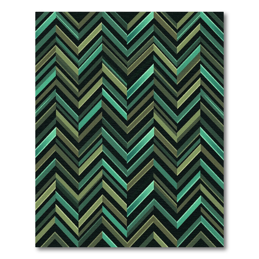 Modern Emerald Green Chevron Geometric Rug