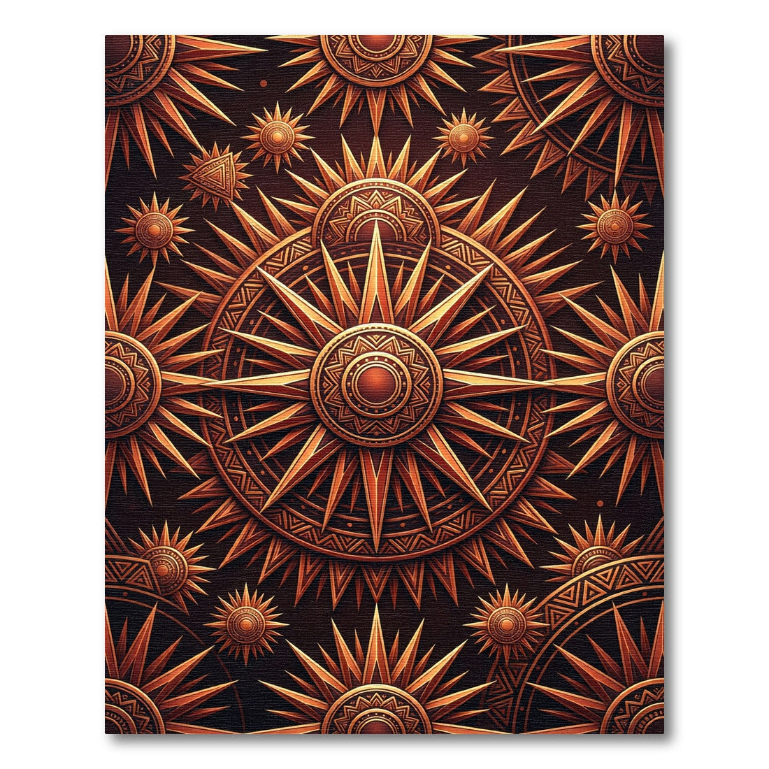 Golden Radiant Sunburst Geometric Art Rug