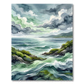 Stormy Coastal Waters Moody Seascape Rug