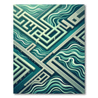 Isometric Teal Abstract Geometric Wave Rug