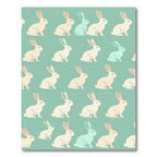Whimsical Mint and Cream Bunny Rabbit Rug
