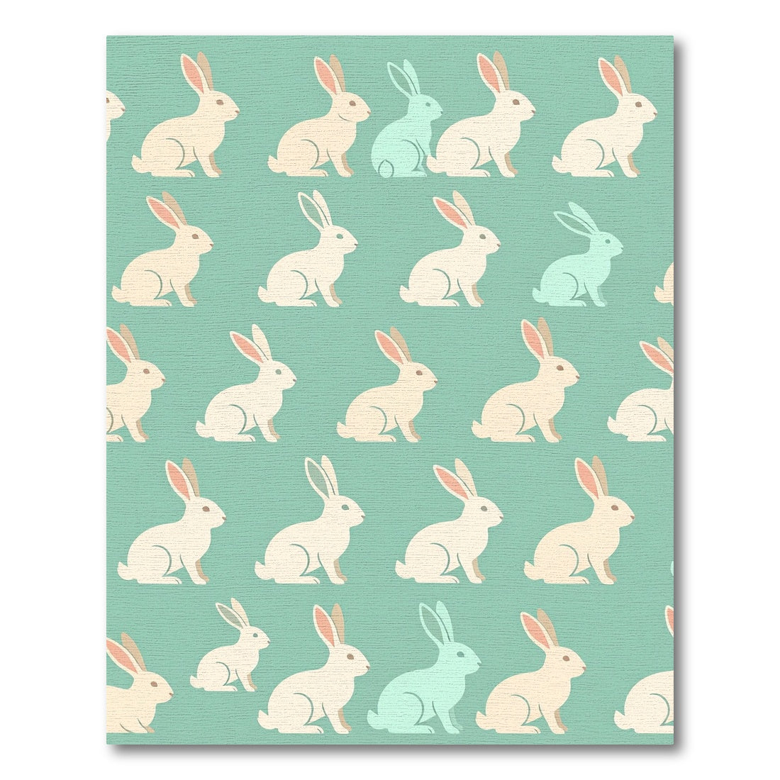 Whimsical Mint and Cream Bunny Rabbit Rug