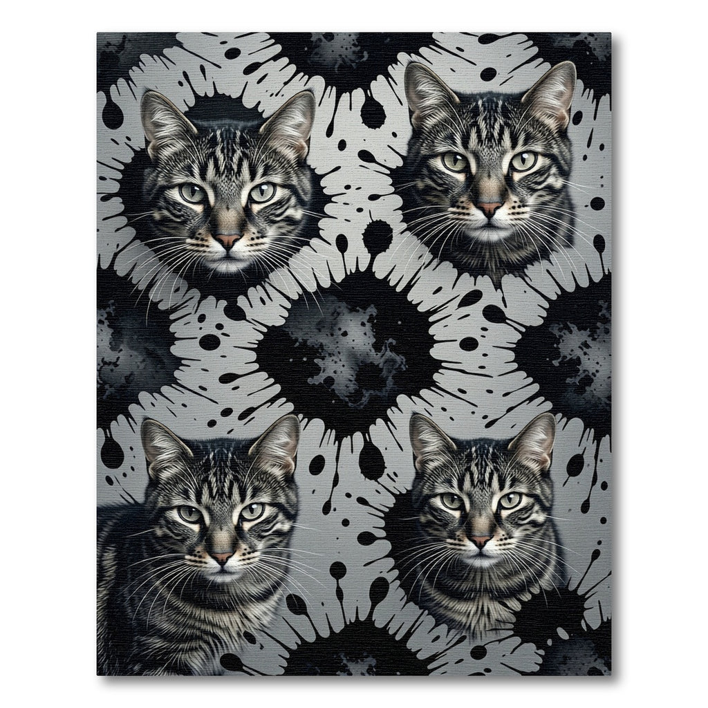 Tabby Cat Ink Splatter Collage Rug