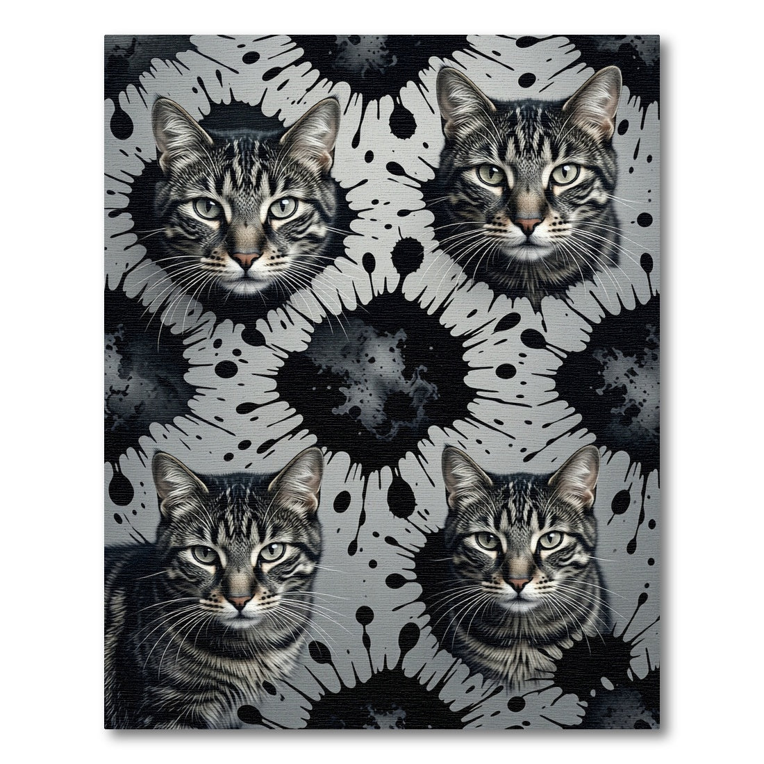 Tabby Cat Ink Splatter Collage Rug