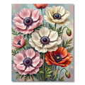 Blooming Coral Pink Anemone Bouquet Rug