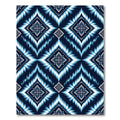 Deep Blue White Ikat Diamond Medallion Rug