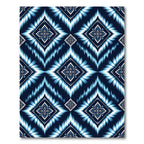 Deep Blue White Ikat Diamond Medallion Rug