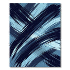 Deep Blue Abstract Brush Stroke Rug