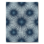 Navy Blue Geometric Sunburst Star Rug
