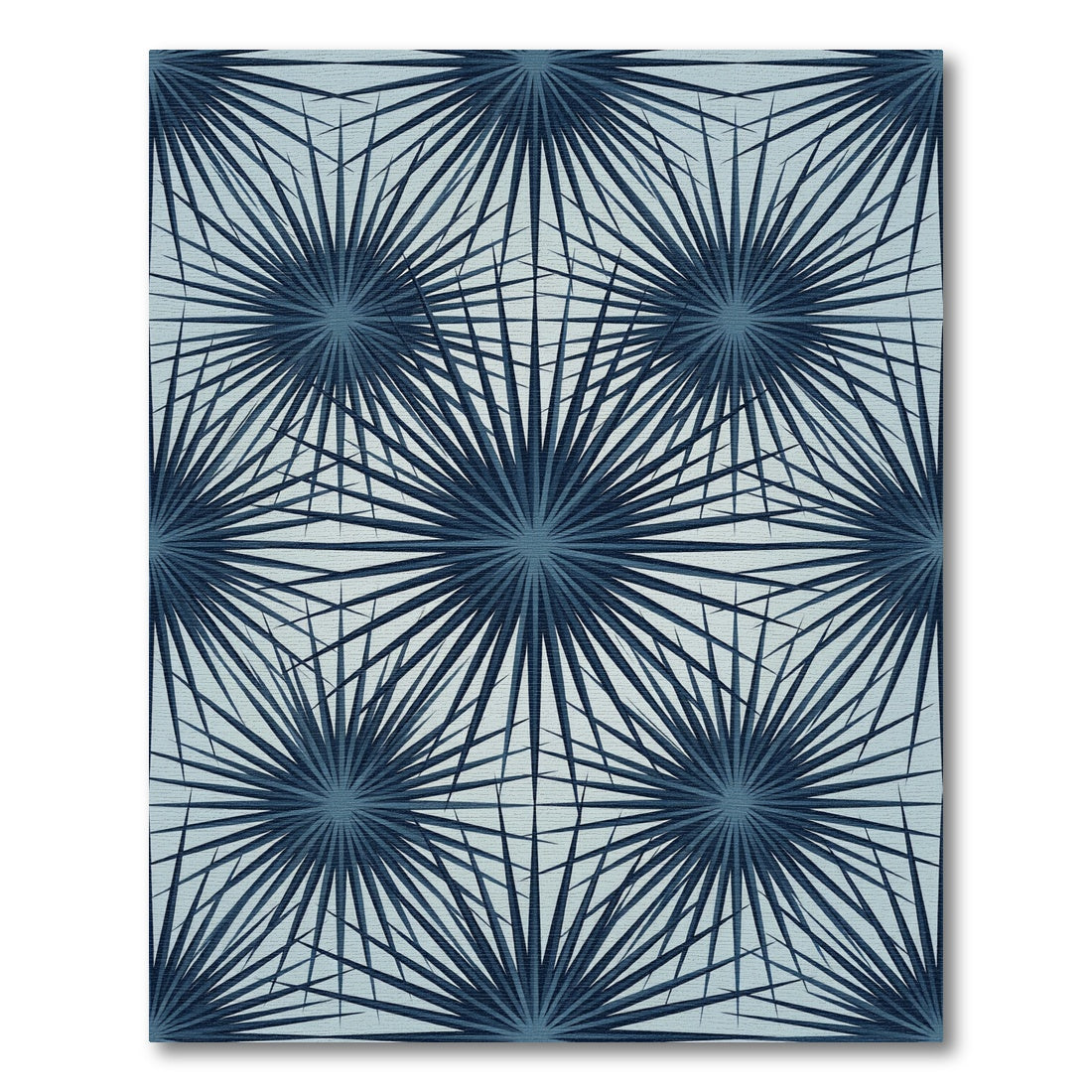 Navy Blue Geometric Sunburst Star Rug