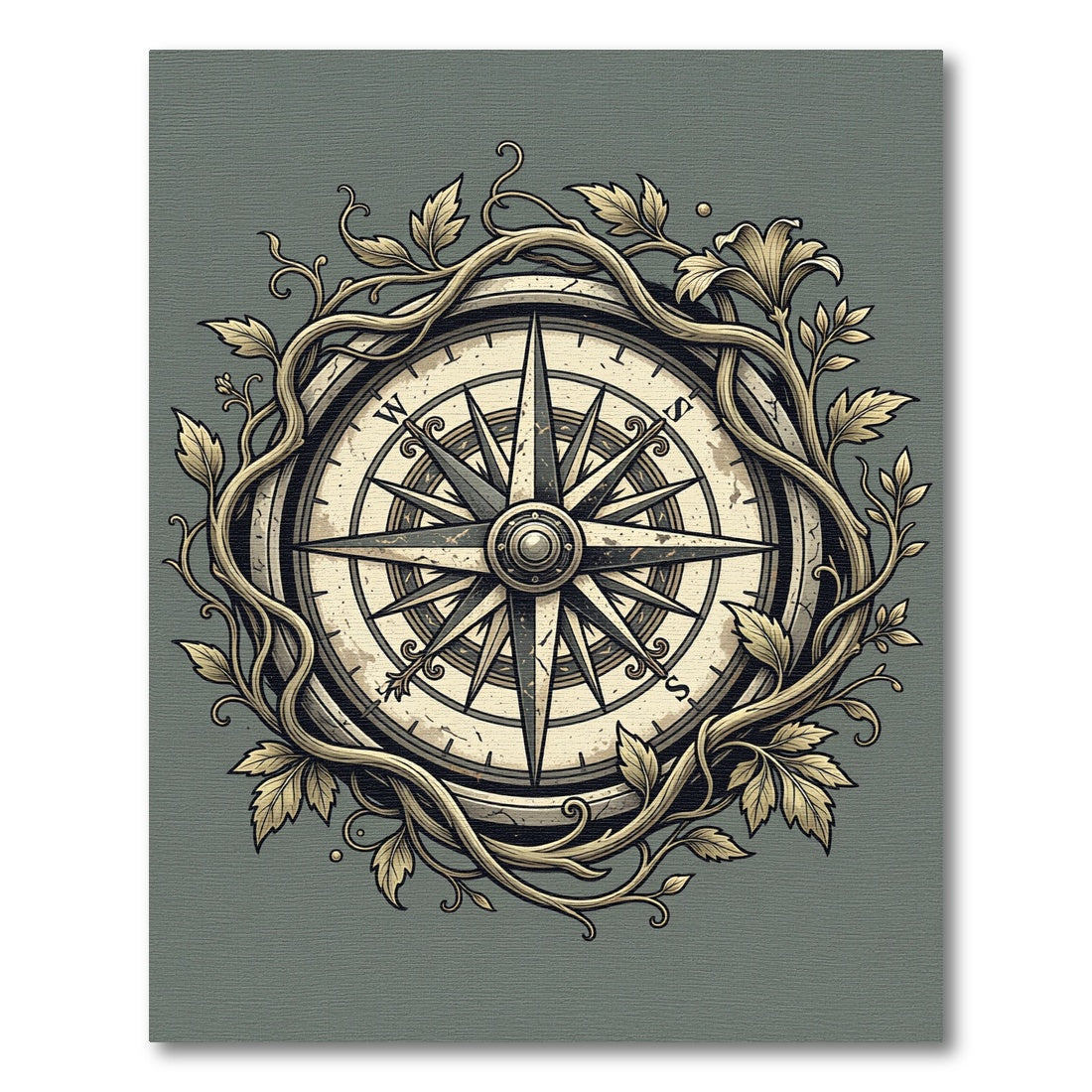 Ornate Compass Vine Garden Rug
