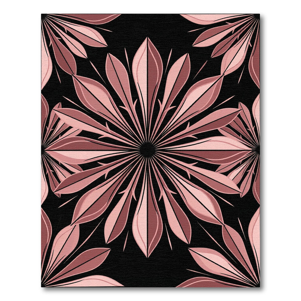 Blush Dusty Rose Geometric Floral Mandala Rug