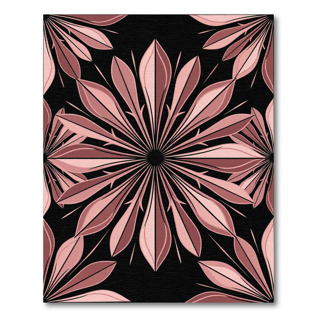 Blush Dusty Rose Geometric Floral Mandala Rug