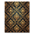 Ornate Golden Floral Damask Noir Rug