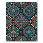 Vibrant Aztec Sun Pyramid Geometric Medallion Rug