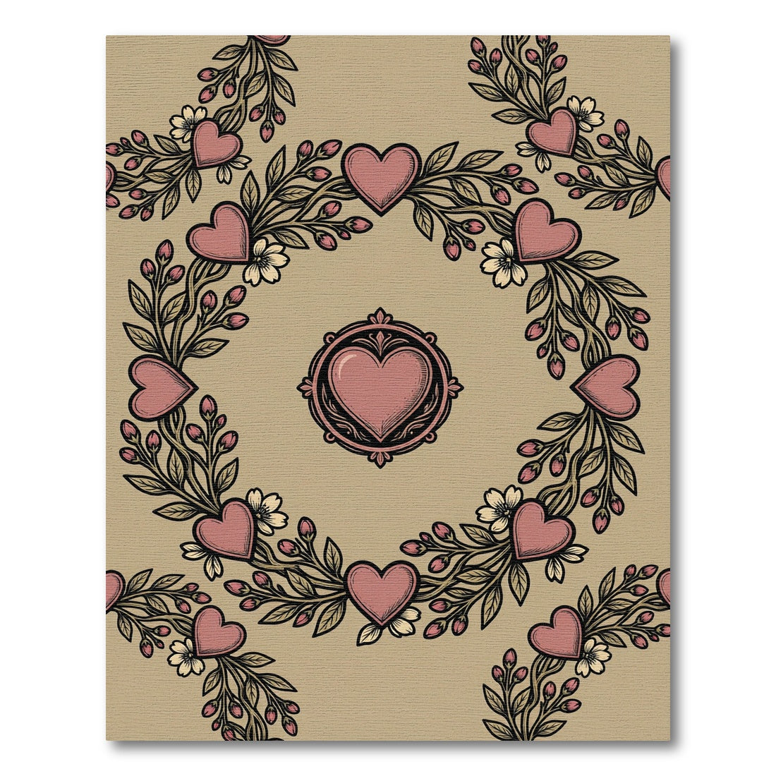 Crimson Heart Floral Garland Repeating Rug